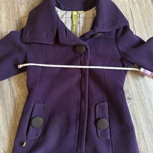 Soia & Kyo Purple Wool Fitted Pea Coat Size Small